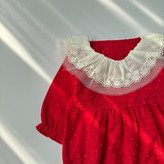 بادی نوزادی ۳ تا ۱۲ ماه قرمز یقه گیپور