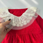 بادی نوزادی ۳ تا ۱۲ ماه قرمز یقه گیپور