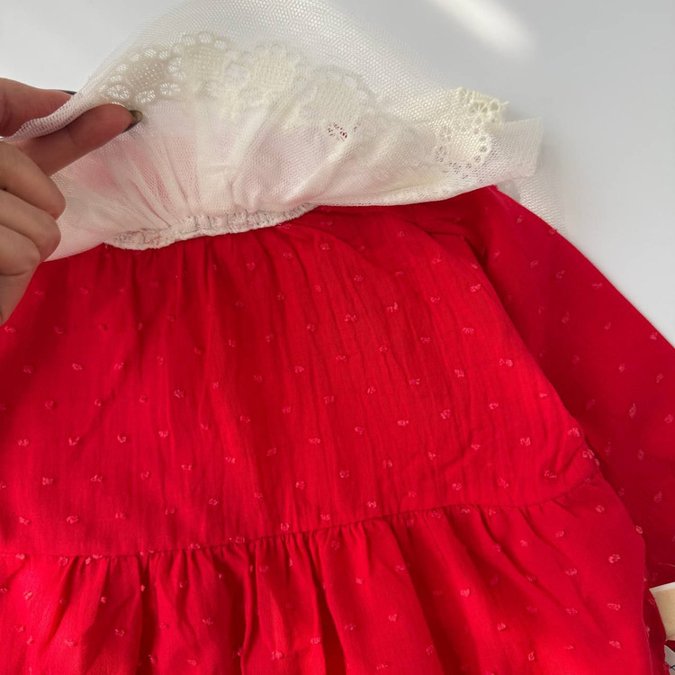 بادی نوزادی ۳ تا ۱۲ ماه قرمز یقه گیپور